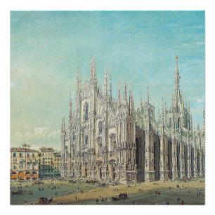 Pôster Milão Piazza del Duomo década de 1850 por Carlo Bo