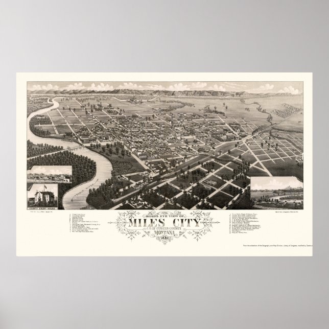 Poster Miles City, MT Panorâmica - 1883 (Frente)