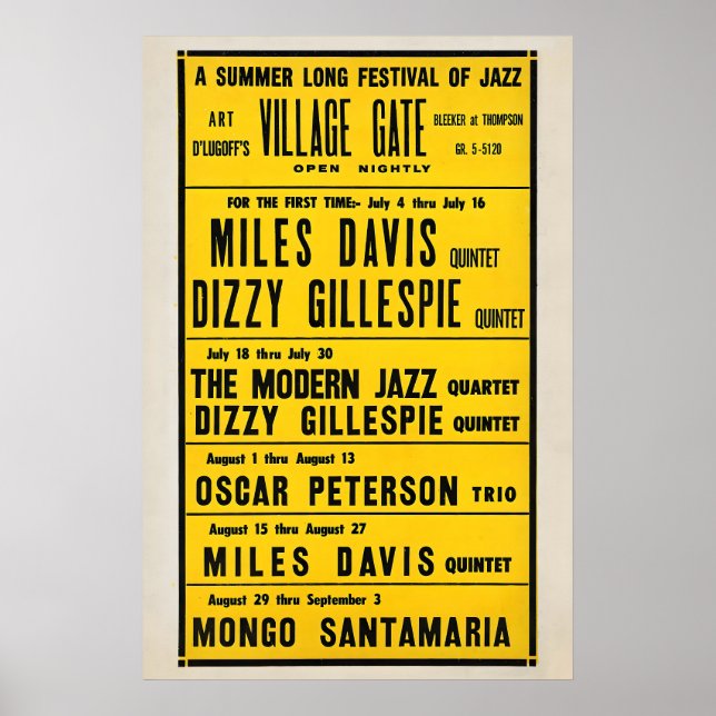 Poster Miles Davis - Dizzy Gillespie - Mongo Santamaria (Frente)