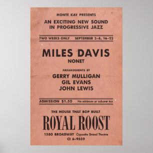 Poster Miles Davis - Gerry Mulligan - Gil Evans jazz