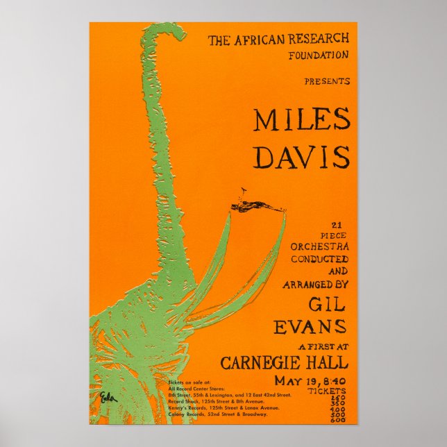 Poster Miles Davis / Gil Evans no concerto de Carnegie Ha (Frente)