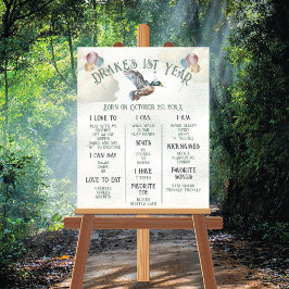 Poster Milestone do primeiro aniversario do Pato Sortudo