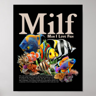 Poster Milf Man I Love Fish Engraçado Pescaria Pescaria P