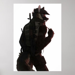 Poster Militar do lobo-peludo