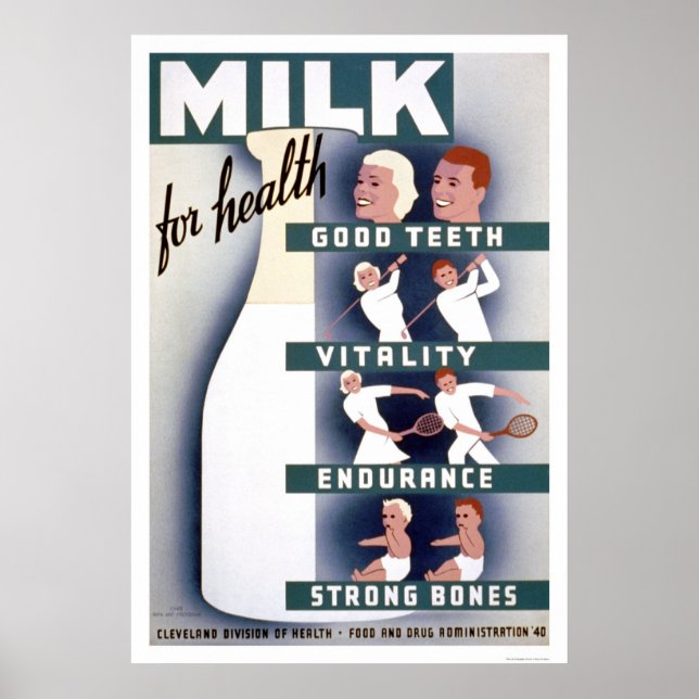 Pôster Milk For Health 1940 WPA (Frente)