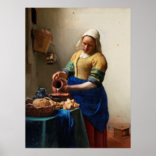 Poster Milkmaid Kitchen Maid por Johannes Vermeer (Frente)