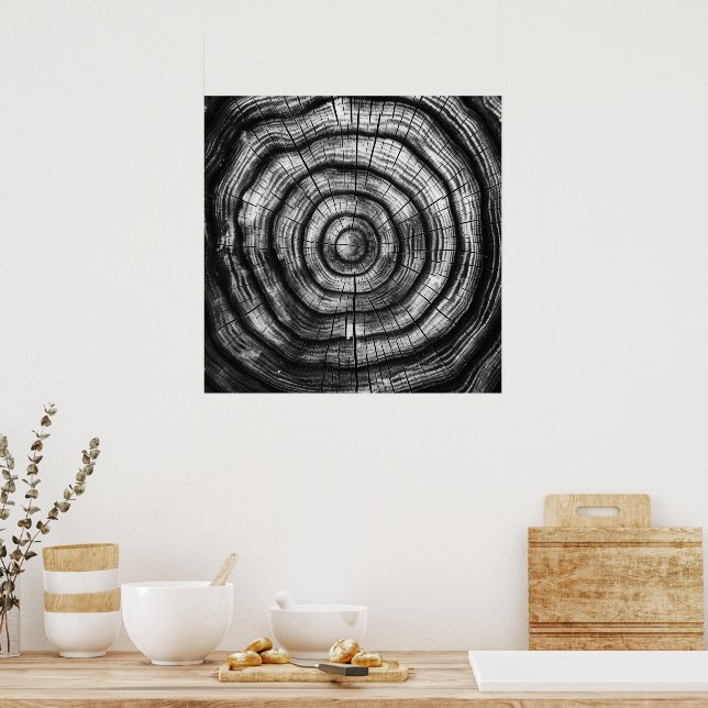 Poster Millright Tree Rings Uma Arte Negra e Branca Moder (Cozinha)