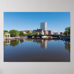 Poster milwaukee riverfront e ponte estatal de rua