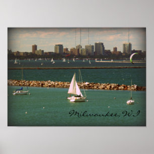 Poster Milwaukee, skyline dos WI