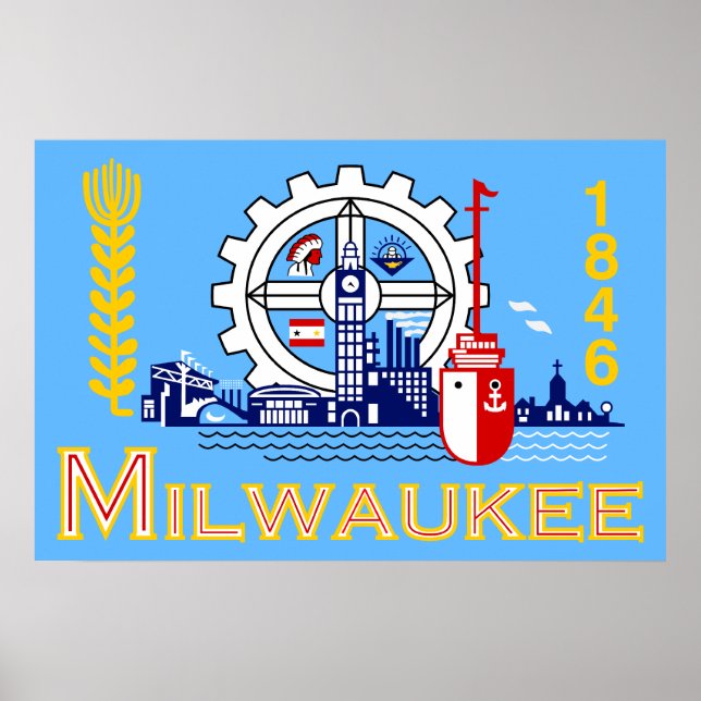 Pôster Milwaukee, Wisconsin, bandeira dos Estados Unidos (Frente)