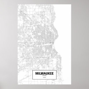 Poster Milwaukee, Wisconsin (preto no branco)