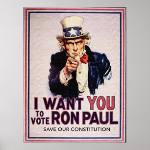 Poster Mim Wan't você para votar economias de RON PAUL
