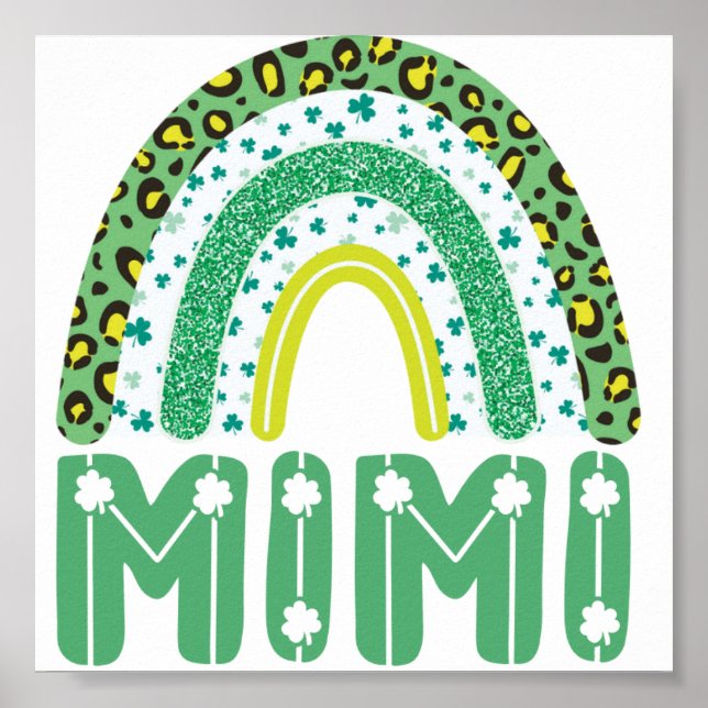Poster Mimi Dia de São Patrício Irlandês Avó Rainbow (Frente)