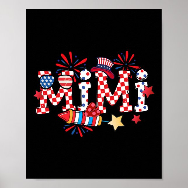 Poster Mimi Sungles Usa Flag Fireworks Patriotic 4th Of J (Frente)