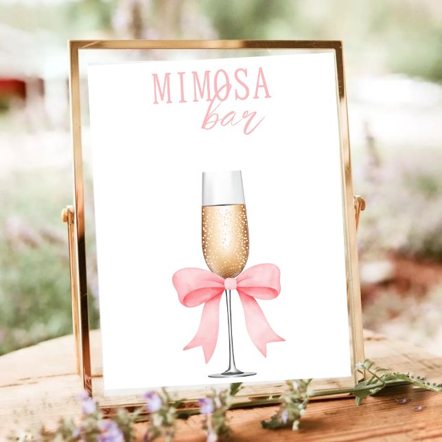 Poster Mimosa bar de Pérolas Rosa & Prosecco para Chá de  (Criador carregado)