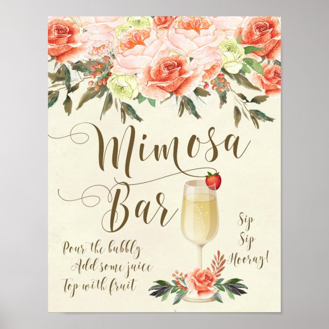 Poster Mimosa Bar - Sinal de Pessegueira floral (Frente)
