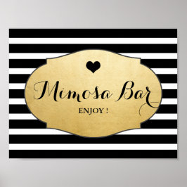 Poster Mimosa Bar Wedding Sign Faux Gold Foil Stripes