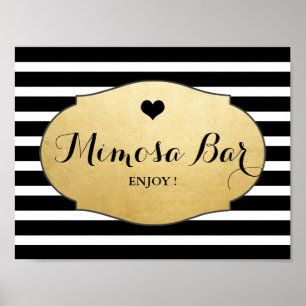 Poster Mimosa Bar Wedding Sign Faux Gold Foil Stripes
