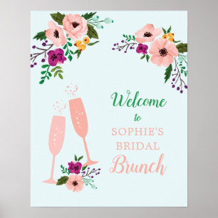 Poster Mimosa e Flores Brunch e Espumante Chá de Noiva