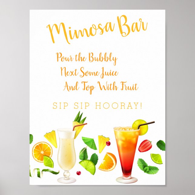 Poster Mimosa - Sinal de Bar Casamento Moderno (Frente)