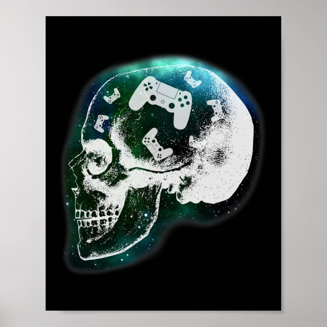 Poster Mind Controller Skull Gaming Gamer Mens Boys Teens (Frente)