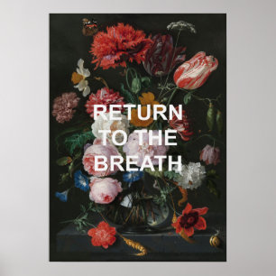 Poster Mindful Beathing Yoga Cote + Pintura Floral