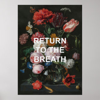 Poster Mindful Beathing Yoga Cote + Pintura Floral