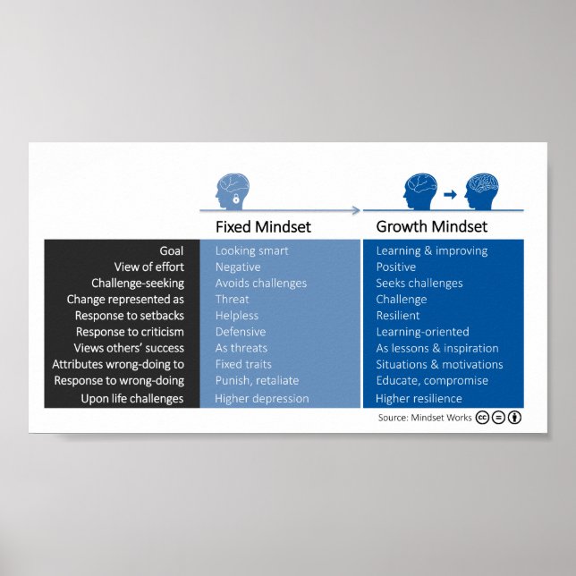 Pôster Mindset de Crescimento e Comportamentos de Mindset (Frente)