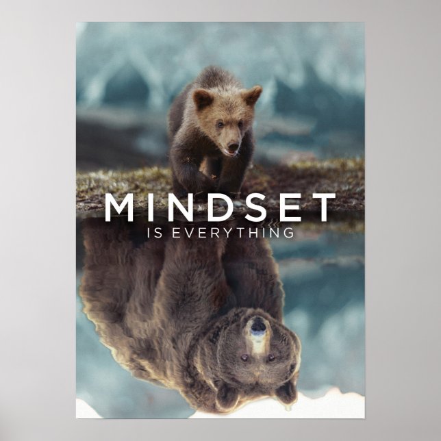 Poster Mindset É Tudo - Motivação Do Urso Grelha (Frente)