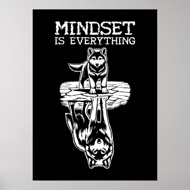 Poster Mindset É Tudo, Wolf - Gym, Hustle, Sucesso (Frente)
