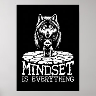 Poster Mindset É Tudo, Wolf - Gym, Hustle, Sucesso