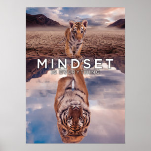 Poster Mindset Is Everything - Tiger Water Reflection