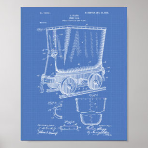 Pôster Mine Trolley 1903 Patent Art Blueprint