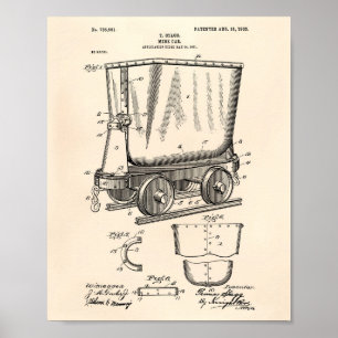 Pôster Mine Trolley 1903 Patent Art Old Peper