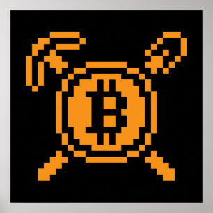 Poster Mineiro de Bitcoin BTC 8-Bit Cartaz