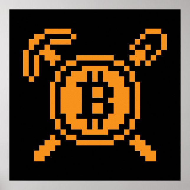 Poster Mineiro de Bitcoin BTC 8-Bit | Cartaz (Frente)