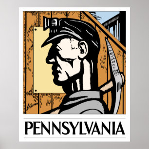 POSTER MINEIRO DE CARVÃO PENN REDUZ WPA