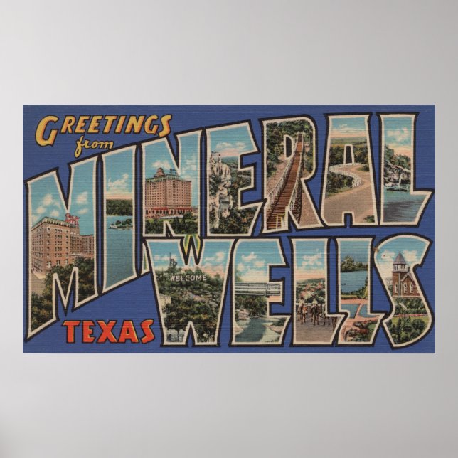 Poster Mineral Wells, Texas - Cenas com Letras Grandes (Frente)