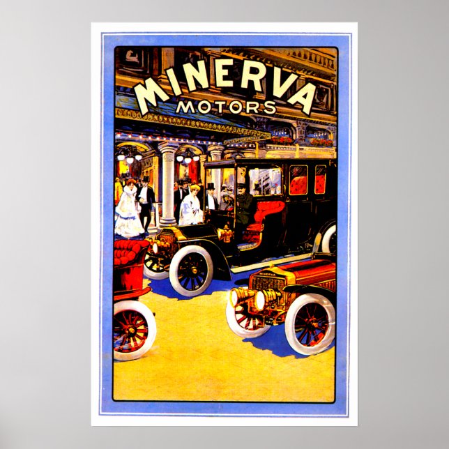 Poster Minerva ~ Vintage Anúncio de Automóvel Belga (Frente)