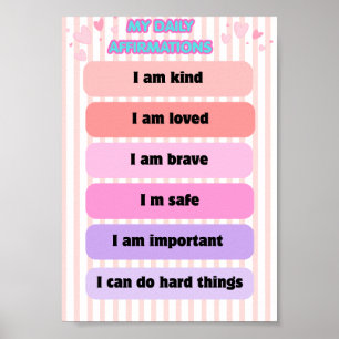 Poster Minha Arte de Parede de Afirmações Diárias para Cr