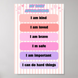 Poster Minha Arte de Parede de Afirmações Diárias para Cr