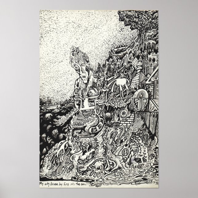Poster Minha cidade levada pelo fogo ao mar. (Frente)