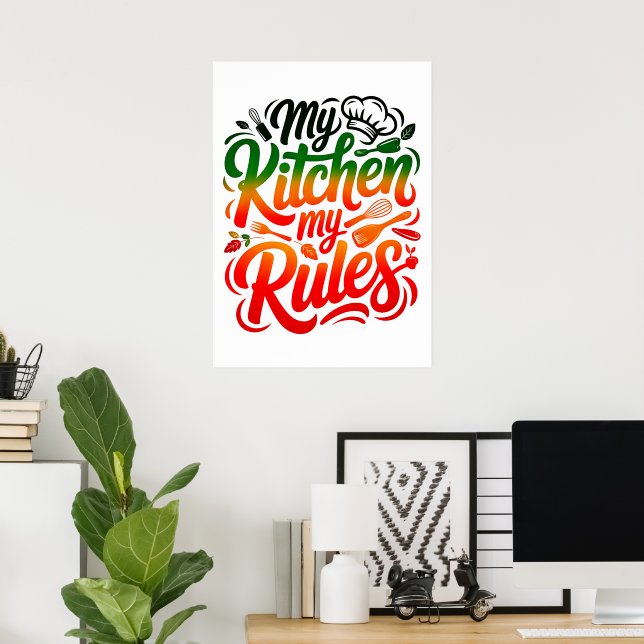 Poster Minha cozinha Minhas Regras (Escritório em casa)