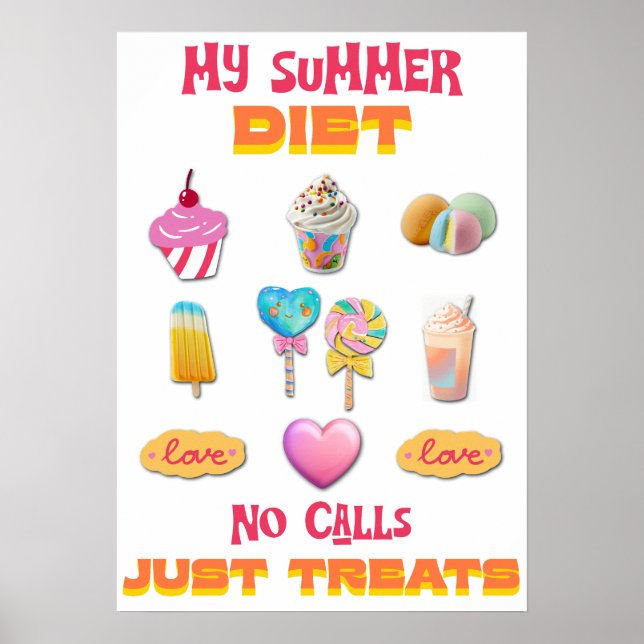 Poster Minha Dieta de Verão Sem Chamadas Só Guloseimas (Frente)
