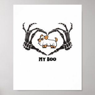 Poster Minha fantasia de Boo Chihuahua com mãos de coraçã