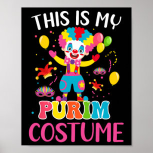 Poster Minha fantasia de Purim Mardi Gras Palhaçou Parada