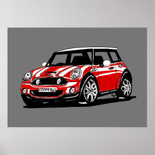 Poster Mini Cooper S R56 Carro Icônico/Design de Automóve