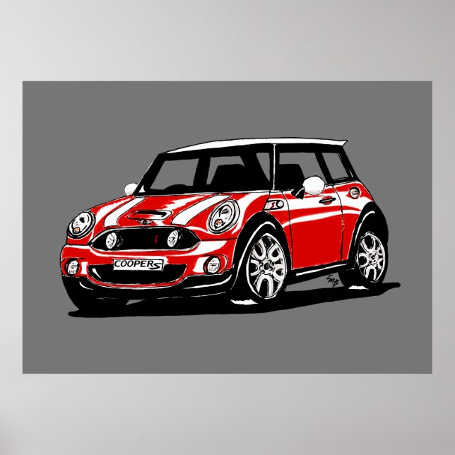 Poster Mini Cooper S R56 Carro Icônico/Design de Automóve (Frente)