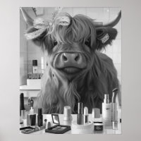 Mini Highland Cow Pink Ribbon & Beauproducts