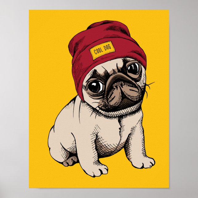Poster Mini Pug Hipster Puppy (Frente)